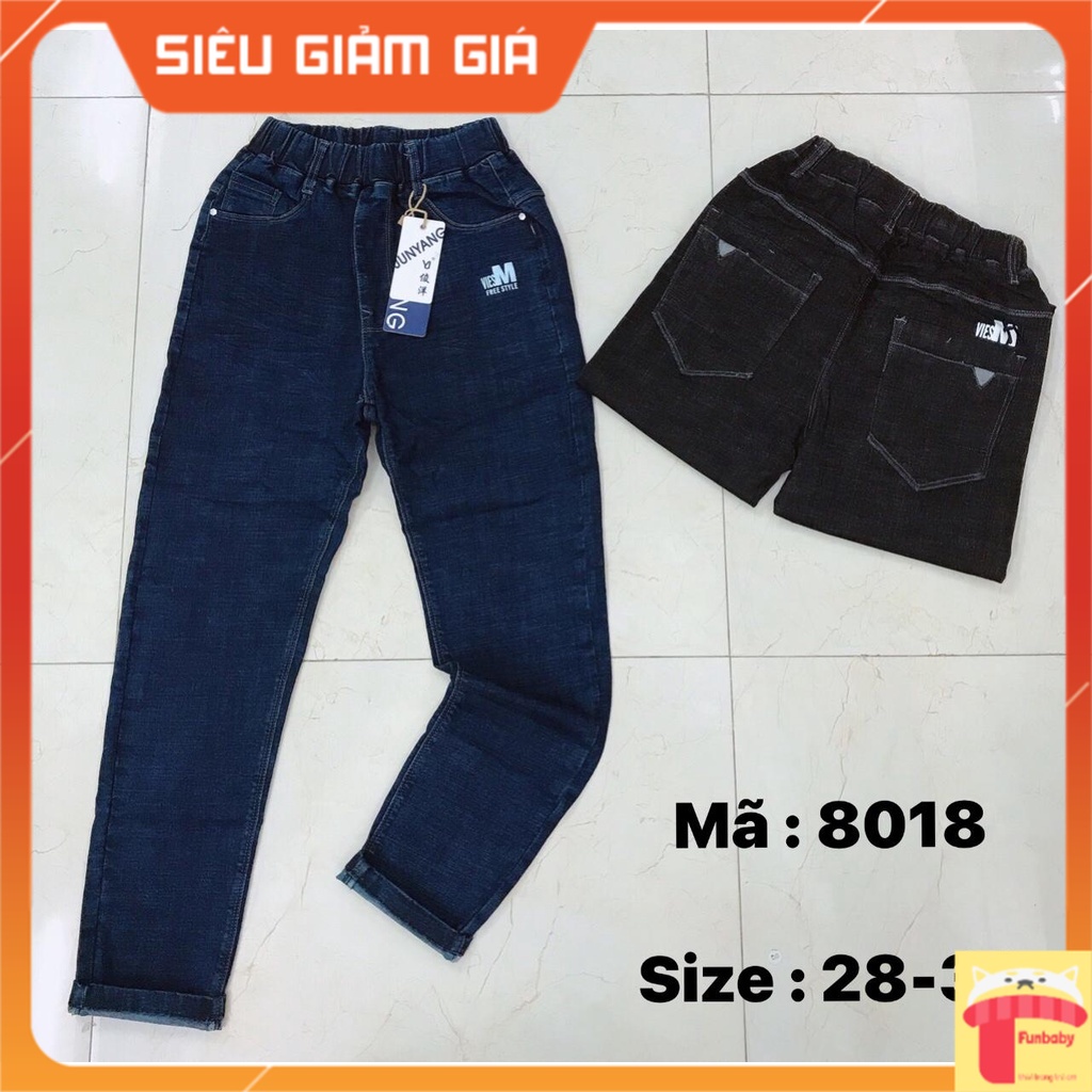 Quần bò trẻ em nam 10-18 tuổi in chữ M, Quần jean bé trai chất liệu cao cấp dáng thời trang