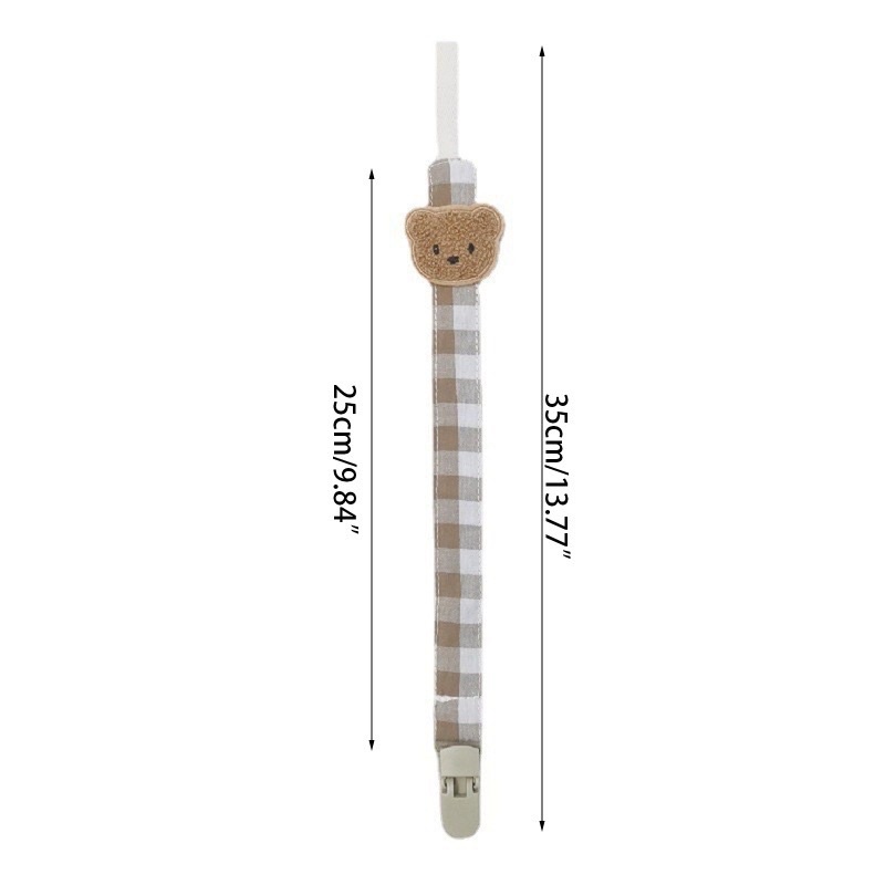 Dây đeo ti giả, gặm nướu bằng vải cotton hoạ tiết hình gấu, kẹp nhựa ABS an toàn cho bé