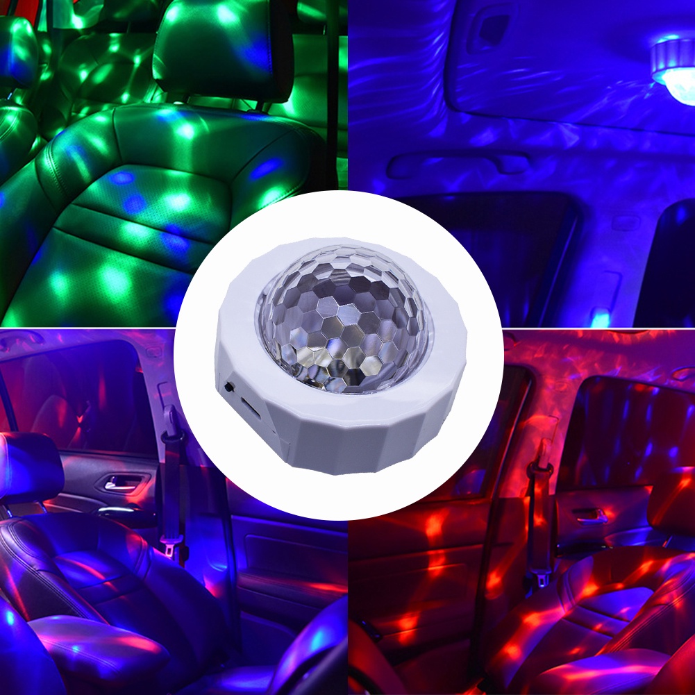 Đèn Led Gắn Trần Xe Ô Tô Tự Động Nhấp Nháy The Nhạc Sạc Pin Cổng USB