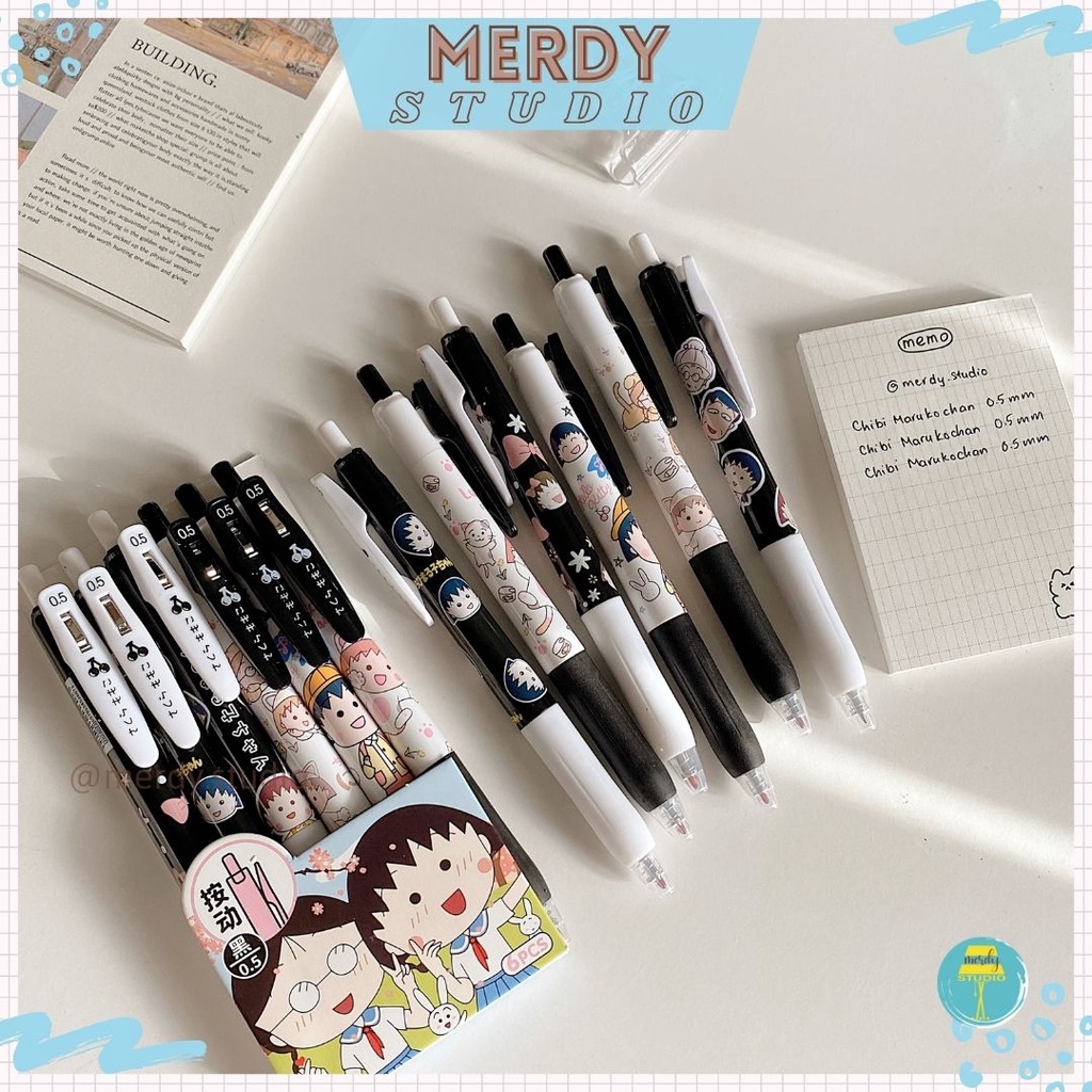 Bút bấm Chibi Maruko-chan mực đen ngòi 0.5mm