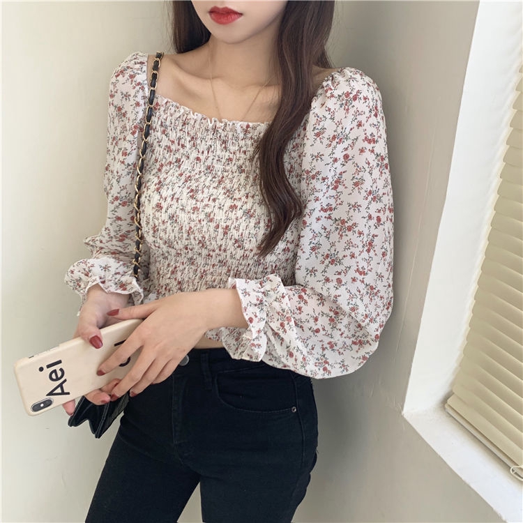 Áo chiffon dài tay in hoa thời trang mùa hè xinh xắn cho nữ | BigBuy360 - bigbuy360.vn