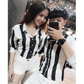 ÁO SƠ MI NAM SỌC TRẮNG ĐEN