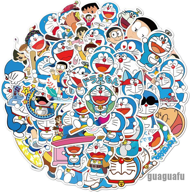 Bộ 50 Miếng Dán Doraemon Trang Trí Xe Hơi / Xe Máy / Hành Lý / Ván Trượt / Xe Hơi