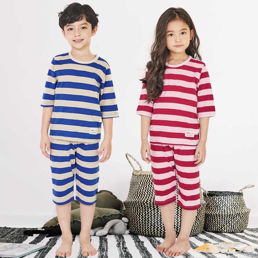 Đồ bộ lửng thun cotton, quần áo mùa hè cho bé trai, bé gái Unifriend 2020. Size trẻ em 5, 6, 7, 8 tuổi