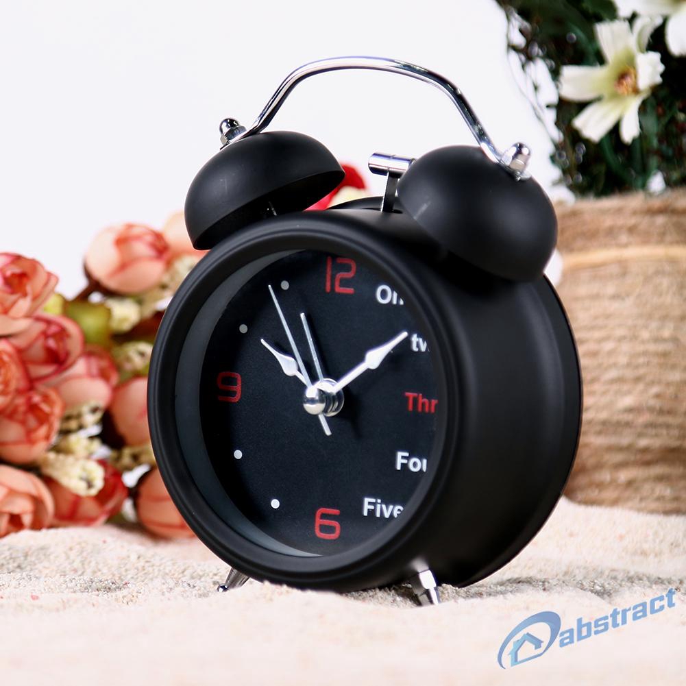 AB Happy Home Fashion Number/English Retro Double Bell Desk Table Alarm Clock