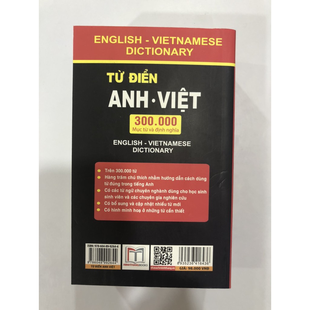 Sách Từ điển Anh Việt 300000 Mục từ và định nghĩa (bìa mềm)