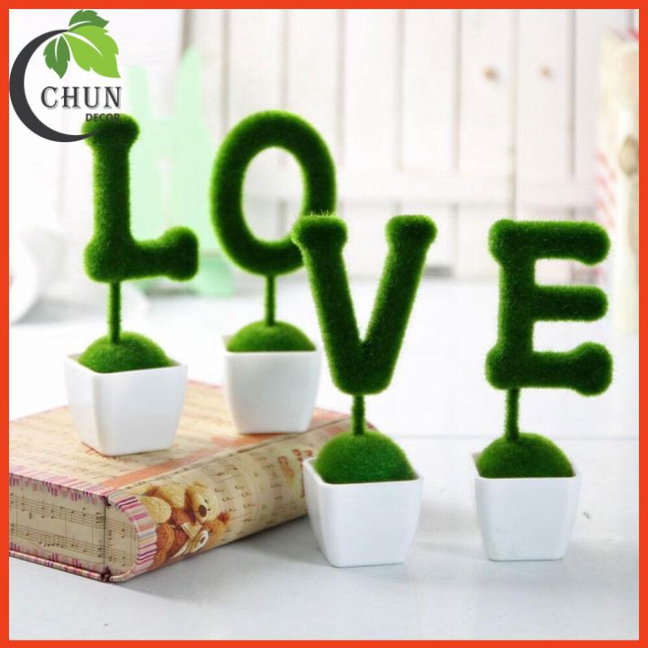 Bộ chậu cây chữ LOVE trang trí kệ tủ, kệ gắn tường, giá sách, làm làm việc, quà lưu niệm, trang trí xe hơi