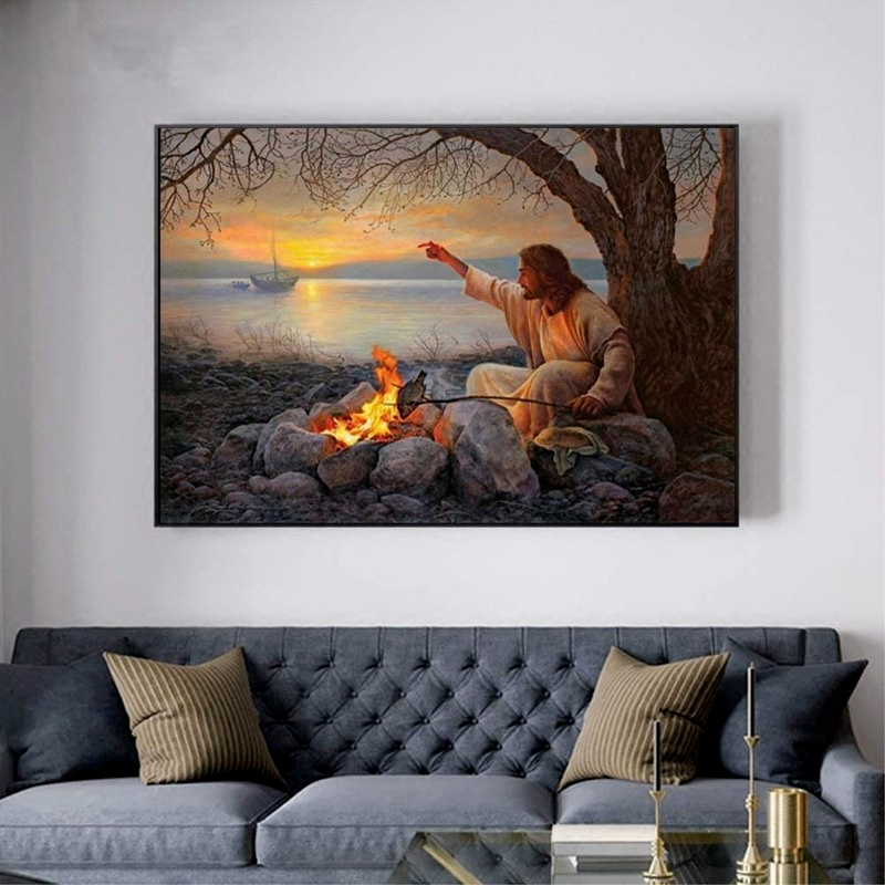 Set dụng cụ làm tranh đính đá 5D họa tiết chúa Jesus độc đáo kích thước 40x30cm DIY dùng trang trí