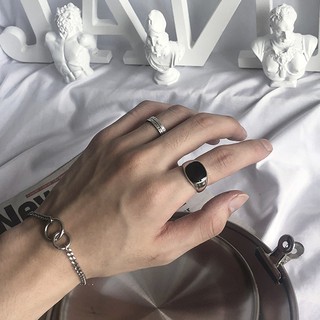 1 Nhẫn Cưới Mặt Vuông Bằng Thép Không Gỉ Cho Nam & Nữ