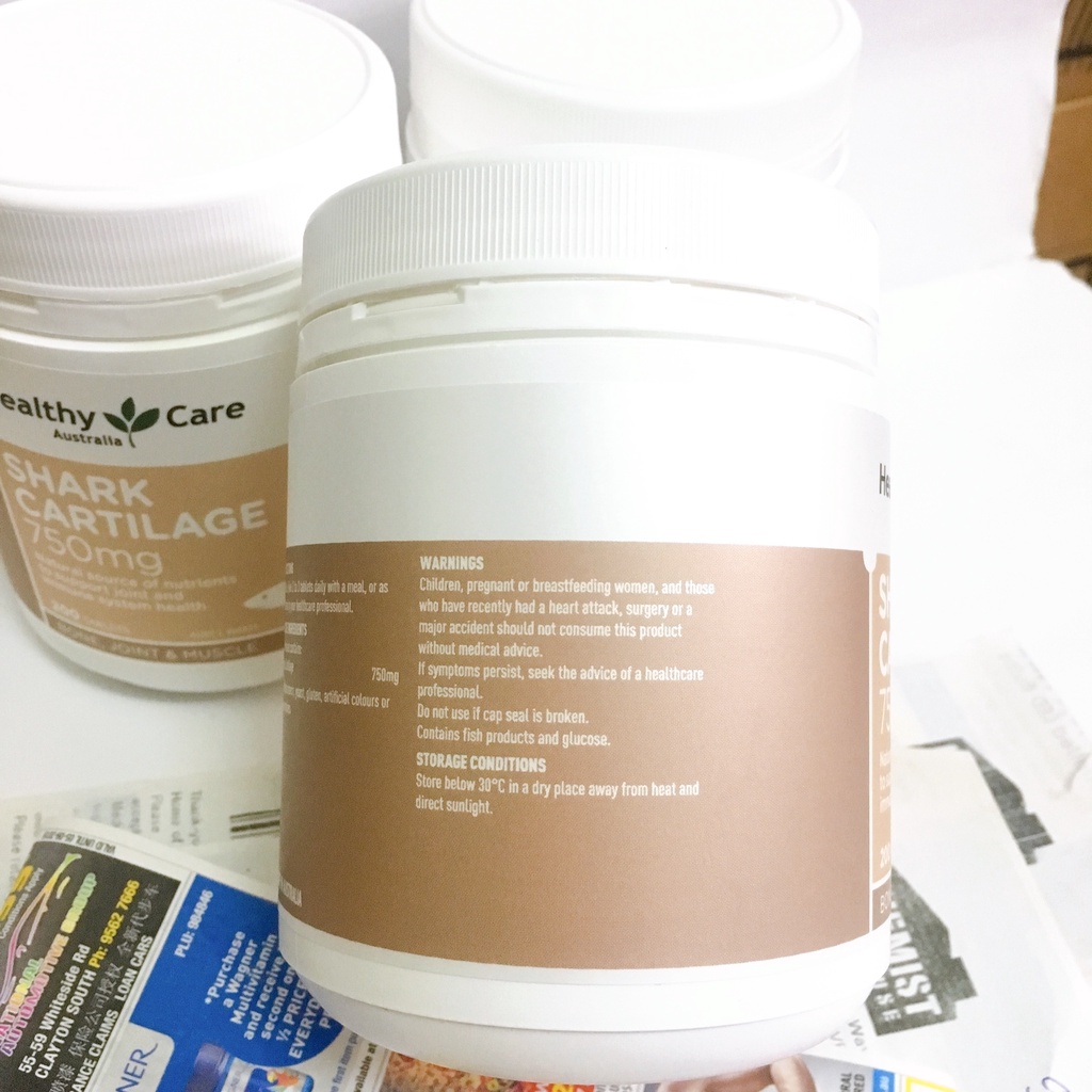 Viên uống sụn vi cá mập healthy care shark cartilage 750g 200 viên úc, hỗ trợ xương khớp, cân bằng nội tiết