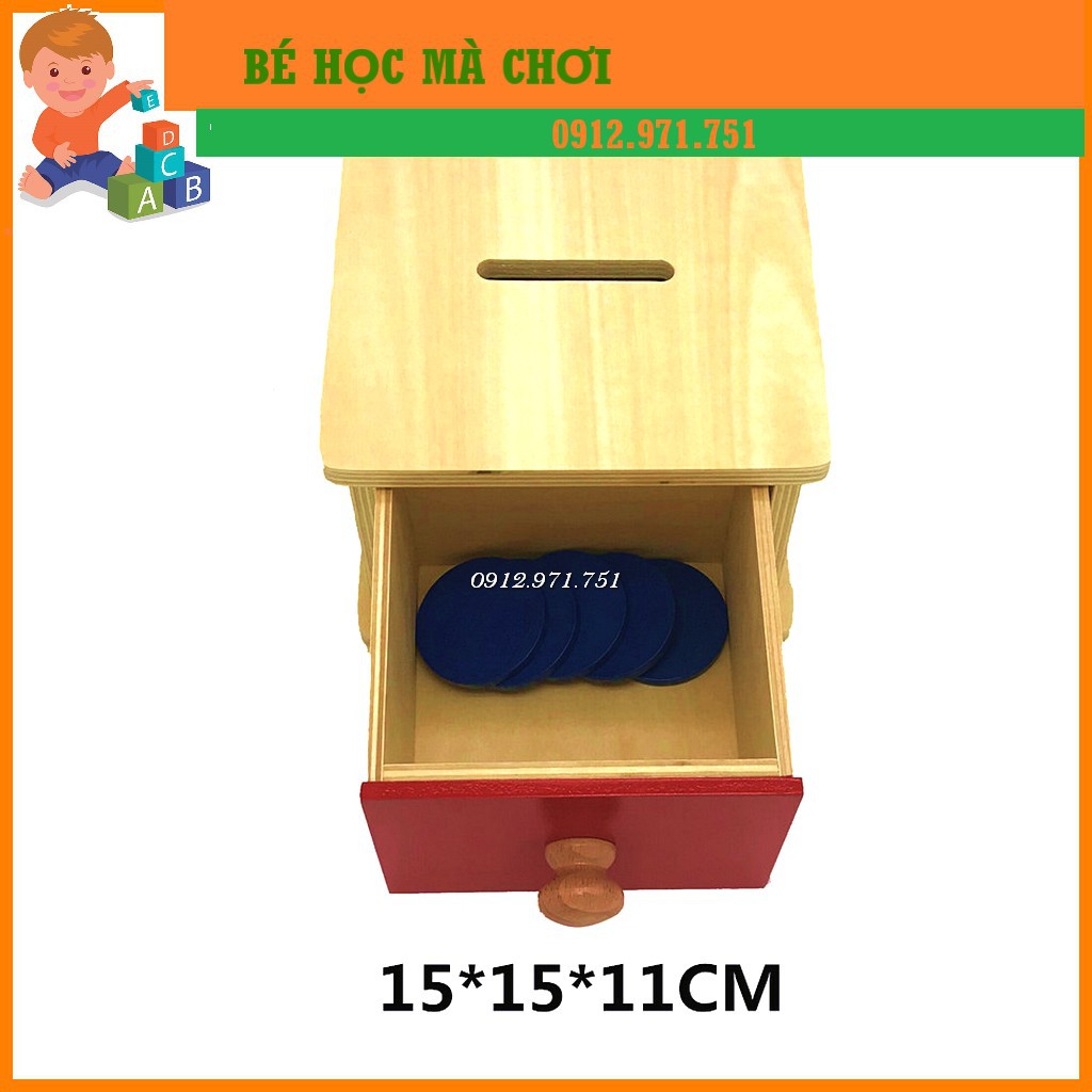 Giáo cụ Montessori - Hộp thả xu - Cam kết Hàng loại 1 dày đẹp