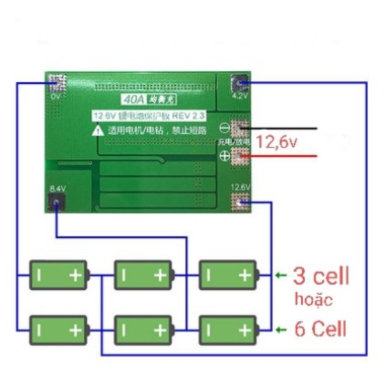 mạch bảo vệ pin Lithium 3S 4S 40A 60A 18650 BMS 11.1V 12.6V 14.8V 16.8V