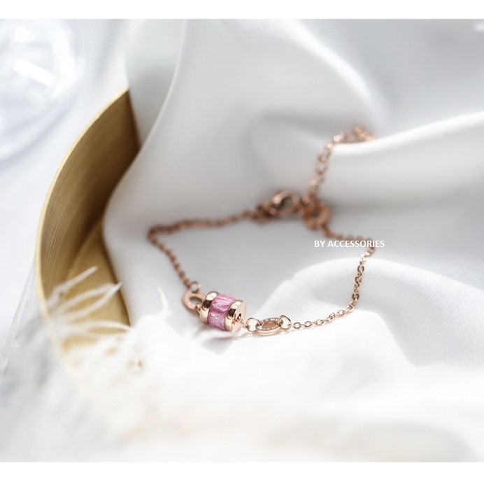 Lắc tay titan đá màu hình trụ không gỉ WB190803