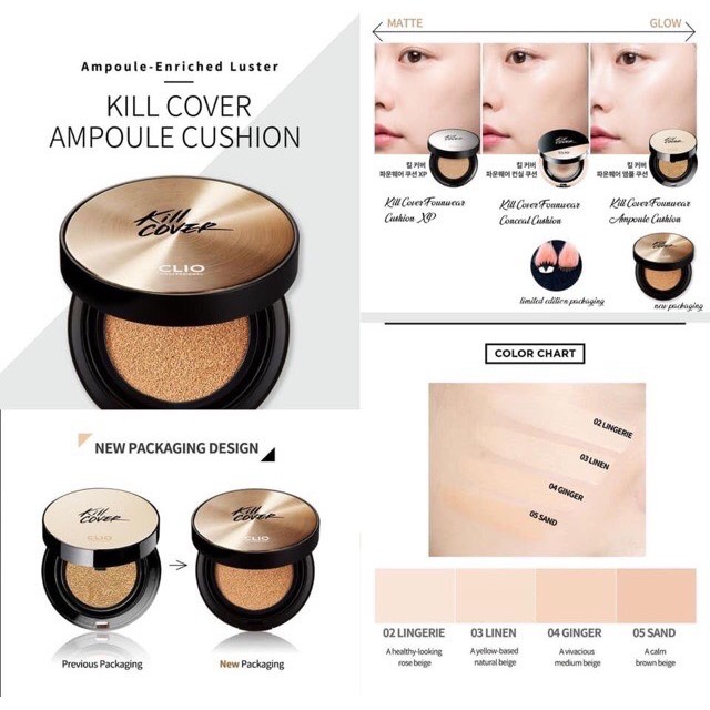 PHẤN NƯỚC CLIO KILL COVER FOUNWEAR/ AMPOULE CUSHION XP SPF 50+PA+++ | BigBuy360 - bigbuy360.vn