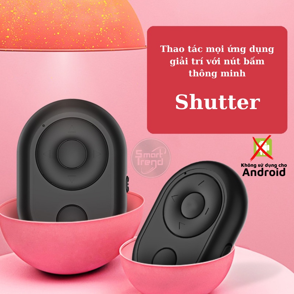 Nút remote shutter điều khiển điện tử từ xa, nút bấm chụp ảnh, lướt web bluetooth cho điện thoại màu đen