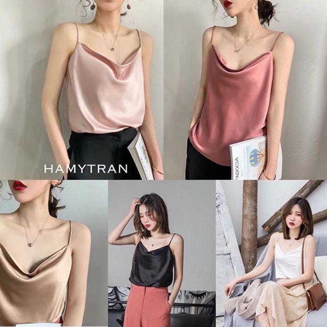 Áo hai dây lụa ngực đổ