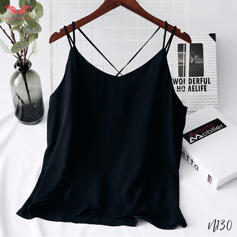 Áo 2 Dây Lụa Nữ VINGO Đan Chéo Lưng Lụa Trơn Cao Cấp Quyến Rũ Mặc Trong Áo Vest Và Cardigan N130 VNGO | BigBuy360 - bigbuy360.vn