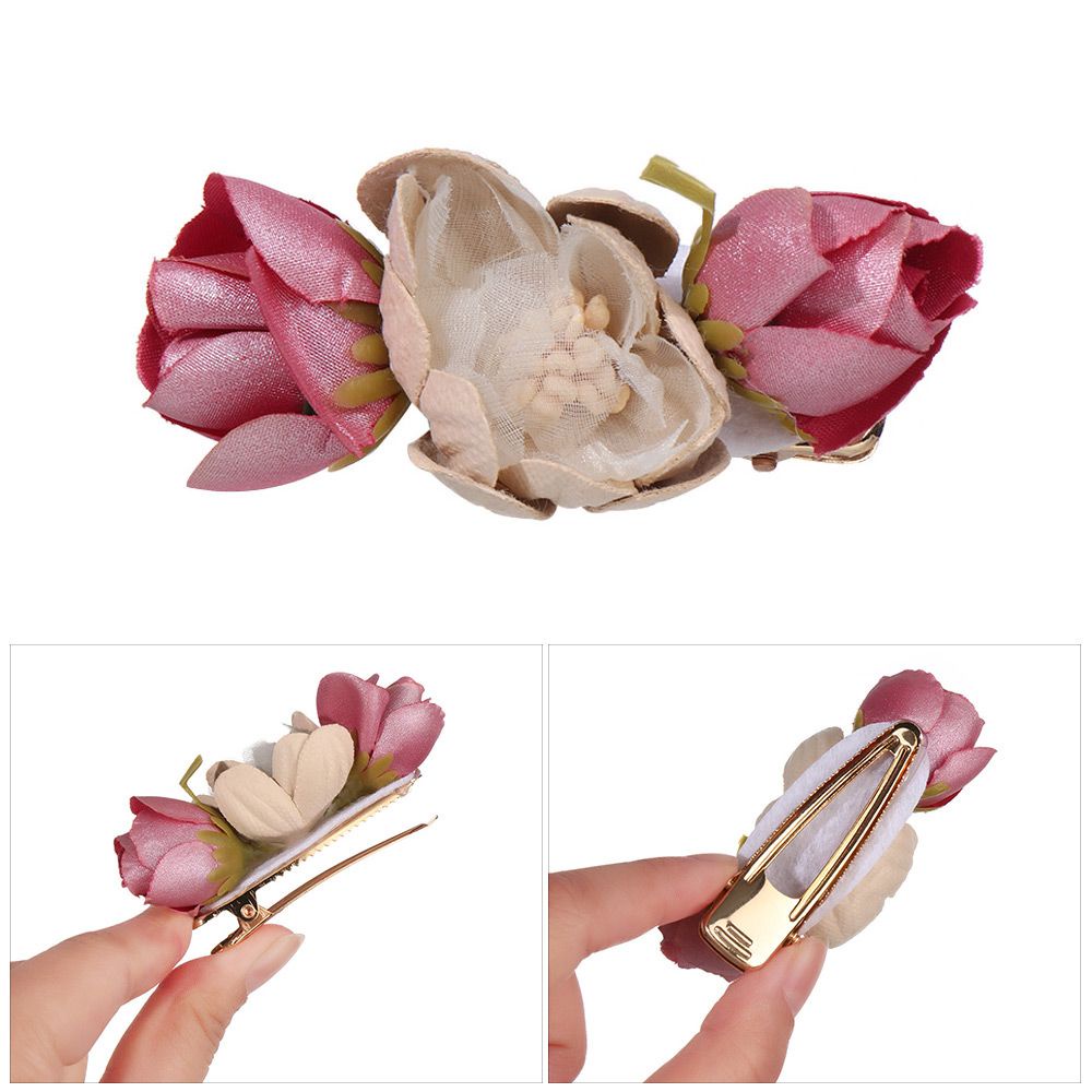 Kẹp tóc gắn hoa chiffon nhân tạo kiểu Boho sành điệu cho nữ