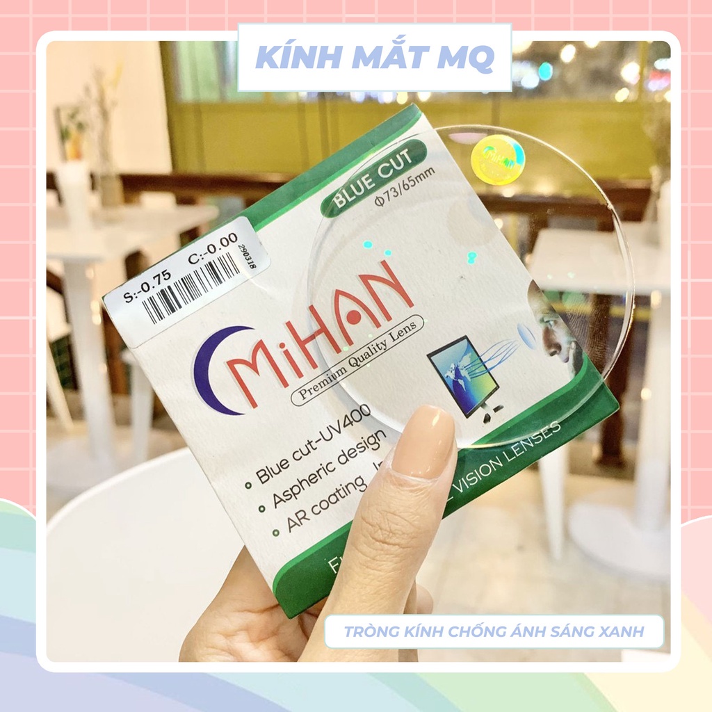 ☍┋Tròng kính cận 0-6 độ chống Ánh sáng xanh, lóa chói UV400 Mihan Hàn Quốc