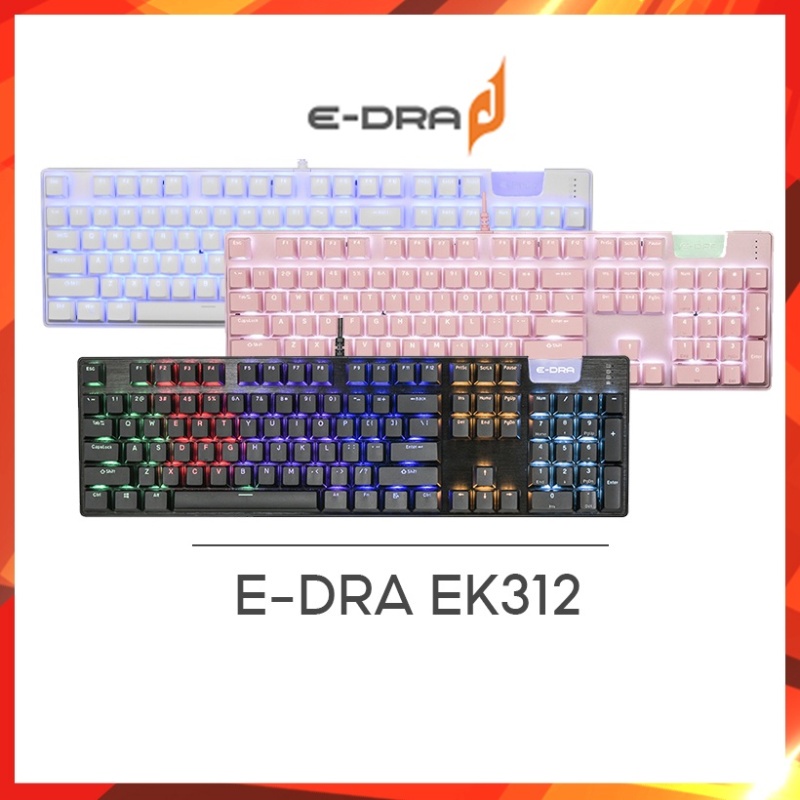 Bàn Phím Cơ EDRA EK312 Đen | Trắng | Hồng LED Rainbow