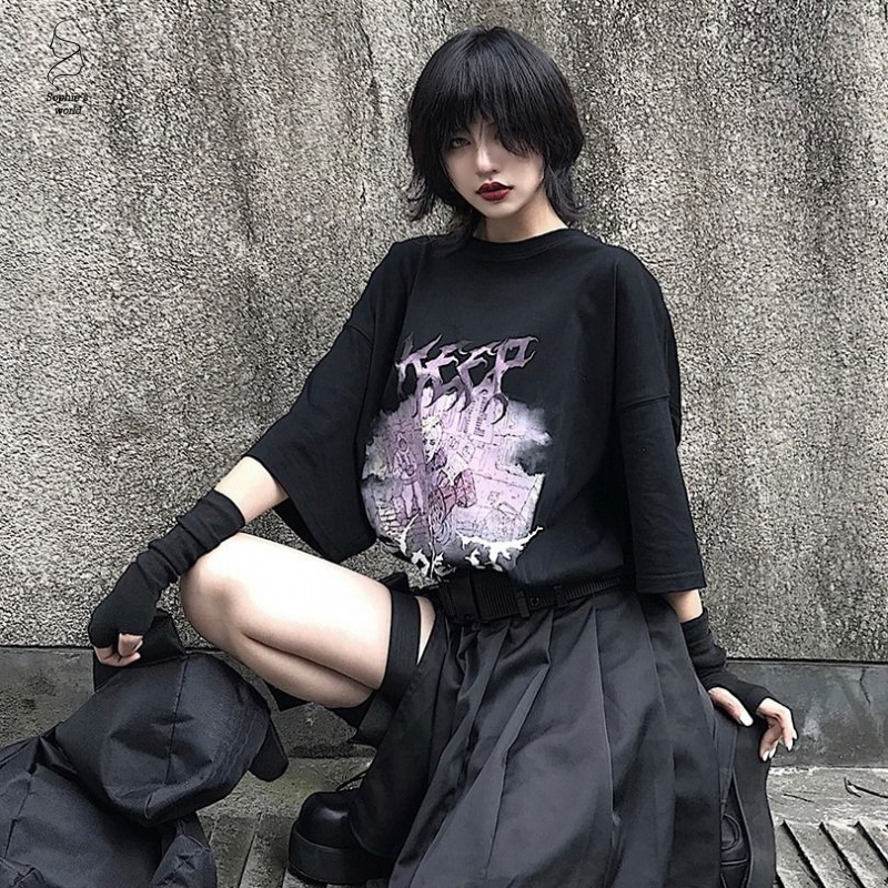 Áo Thun Tay Lỡ Form Rộng Phong Cách Harajuku