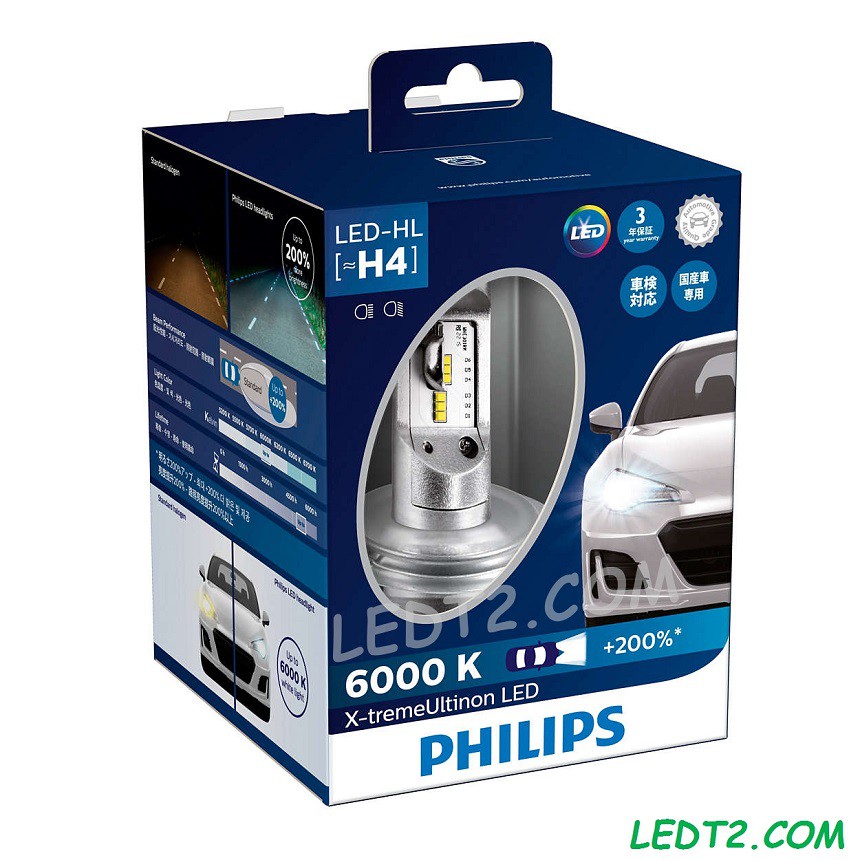 [LEDT2 ISOP] Đèn xe Philips Xtreme Ultinon LED +200% [Số lượng: 1 Bóng] [Bảo hành 2 năm]