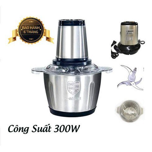 Máy xay thịt bằng tay 4 lưỡi, cối Inox 304, công suất 300w