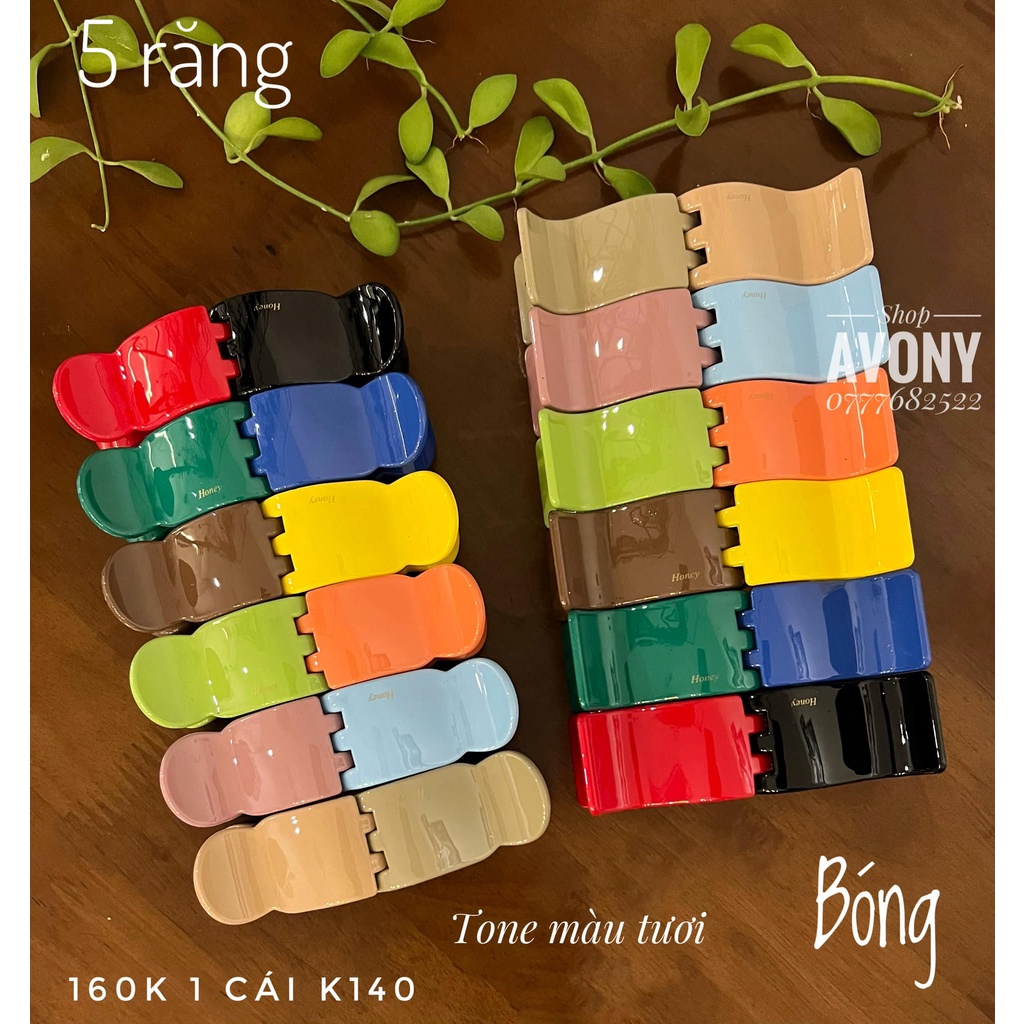 set 12 kẹp tóc càng cua nhựa đẹp hàng Honey nhiều gam màu (màu tươi, màu nâu, màu thạch)