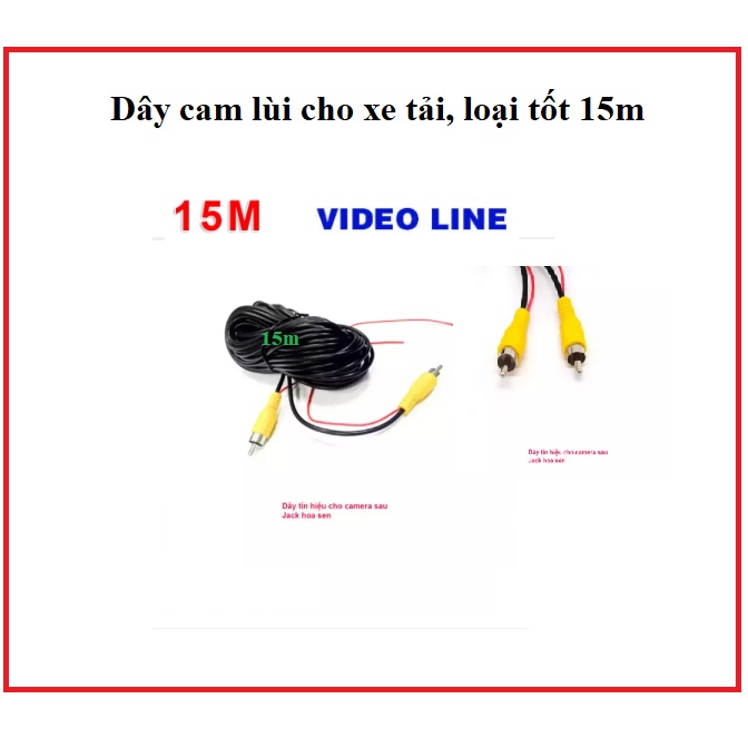 Dây cáp tín hiệu cho Camera lùi cho xe tải Rắc cắm AV(15m)
