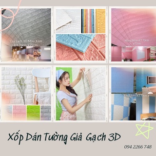 Xốp dán tường 3d vân gạch 3mm nhiều màu 70x77cm