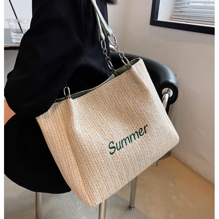 G113 Túi xách nữ Quảng Châu thời trang, in chữ SUMMER cá tính