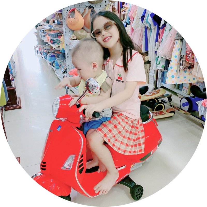 Xe Máy Điện VESPA Q618 Trẻ Em, Moto Điện Cho Bé Mẫu Mới Nhất 2022 Với 2 Động Cơ