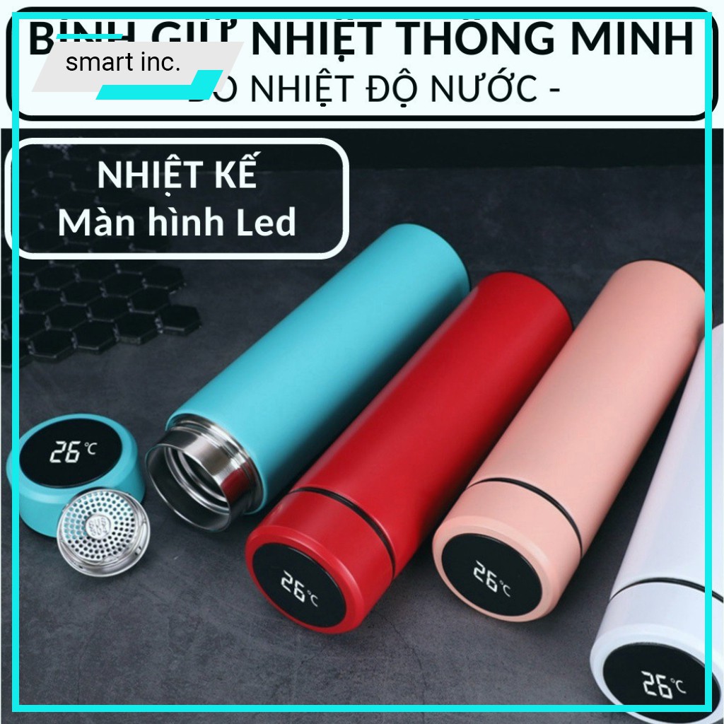 Bình Giữ Nhiệt Inox 304 500ml Hiển Thị Nhiệt Độ Pha Sữa Trà Ly Cốc Bình Thủy Cách Nhiệt Đựng Nước Nóng Lạnh Cao Cấp