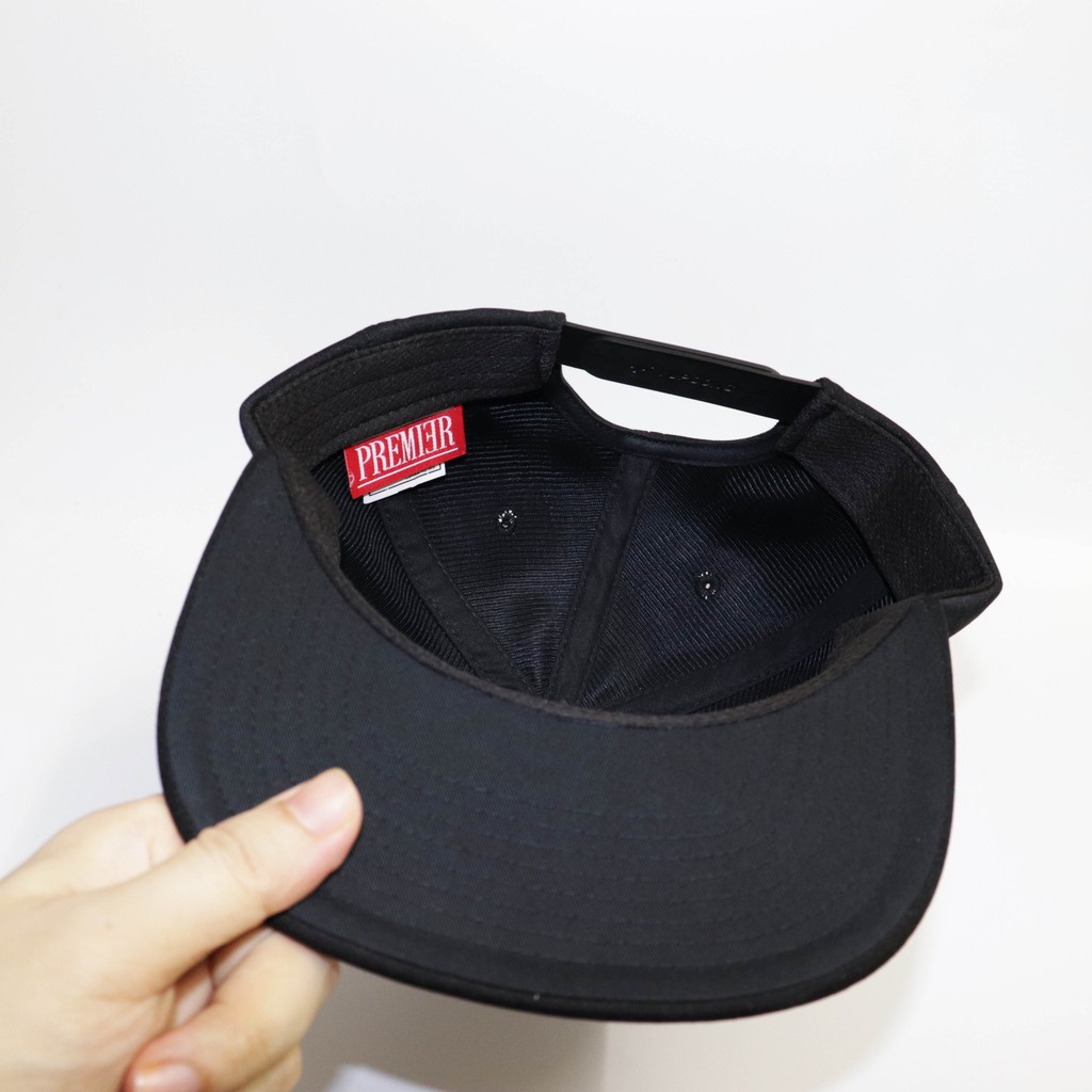 Nón NHS Snapback Pre full đen logo trắng chất liệu dày dặn PR001