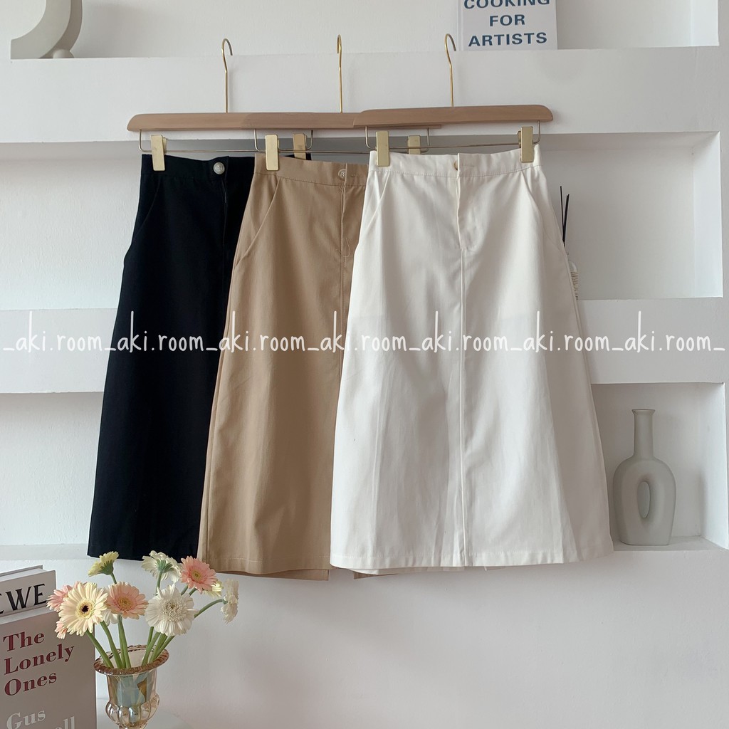 [Mã WAMT10K giảm 10K đơn 0K] Chân váy thô dài dáng A xẻ sau cạp cúc lưng chun