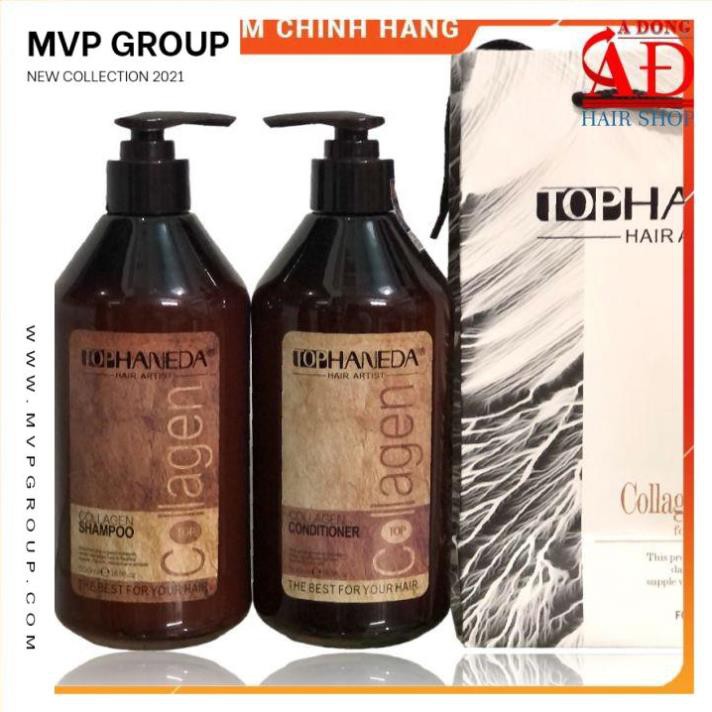 Cặp dầu gội xả phục hồi siêu mượt tóc Top Haneda Collagen Shampoo & Conditioner 500ml - Chính hãng