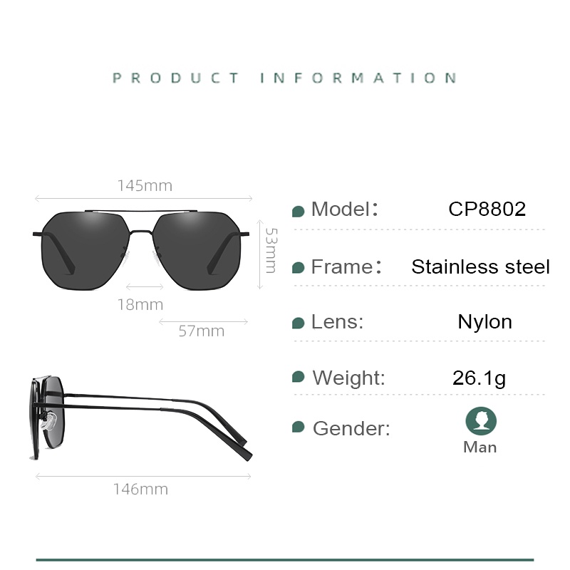 Kính mát phân cực KATELUO CP8802 gọng nylon phong cách cổ điển cho nam
