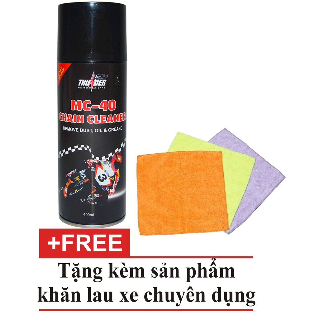  Chai rửa sên, vệ sinh sên, xích xe máy MC-40 400ml tặng khăn lau xe