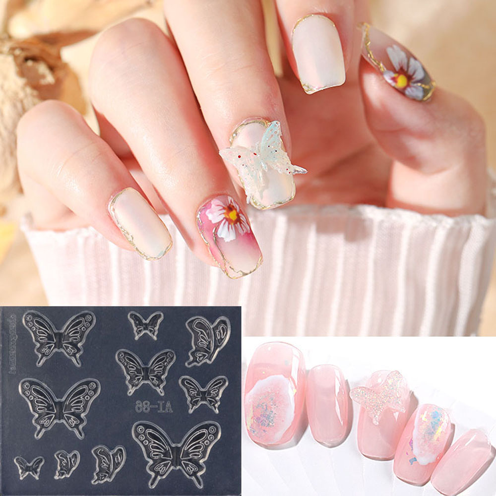 [Hàng mới về] Khuôn silicon tạo hình trang trí móng tay 3D trong suốt sử dụng tiện lợi