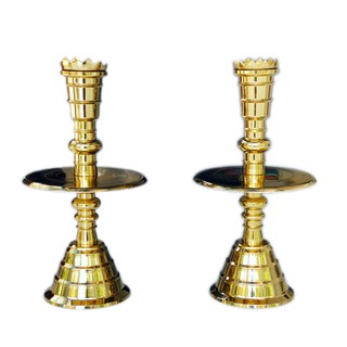 Cặp chân đèn thờ cúng đồng thau (Đã bao gồm búp sen)