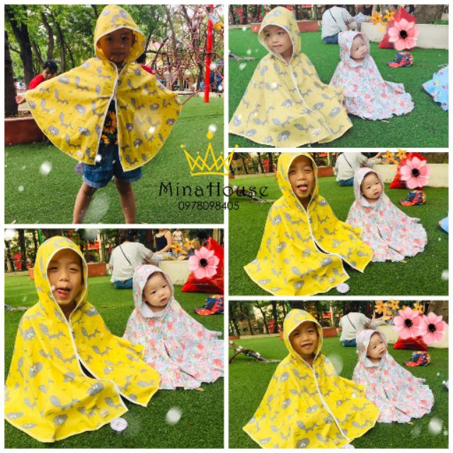 Áo poncho chống nắng 1lớp - mũ 2 lớp có che nắng