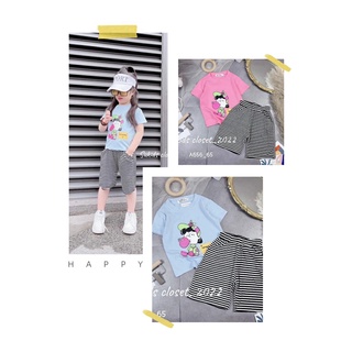 Set bé gái, Sét áo cotton kèm quần ngố siêu xinh cho bé gái 8-18kg