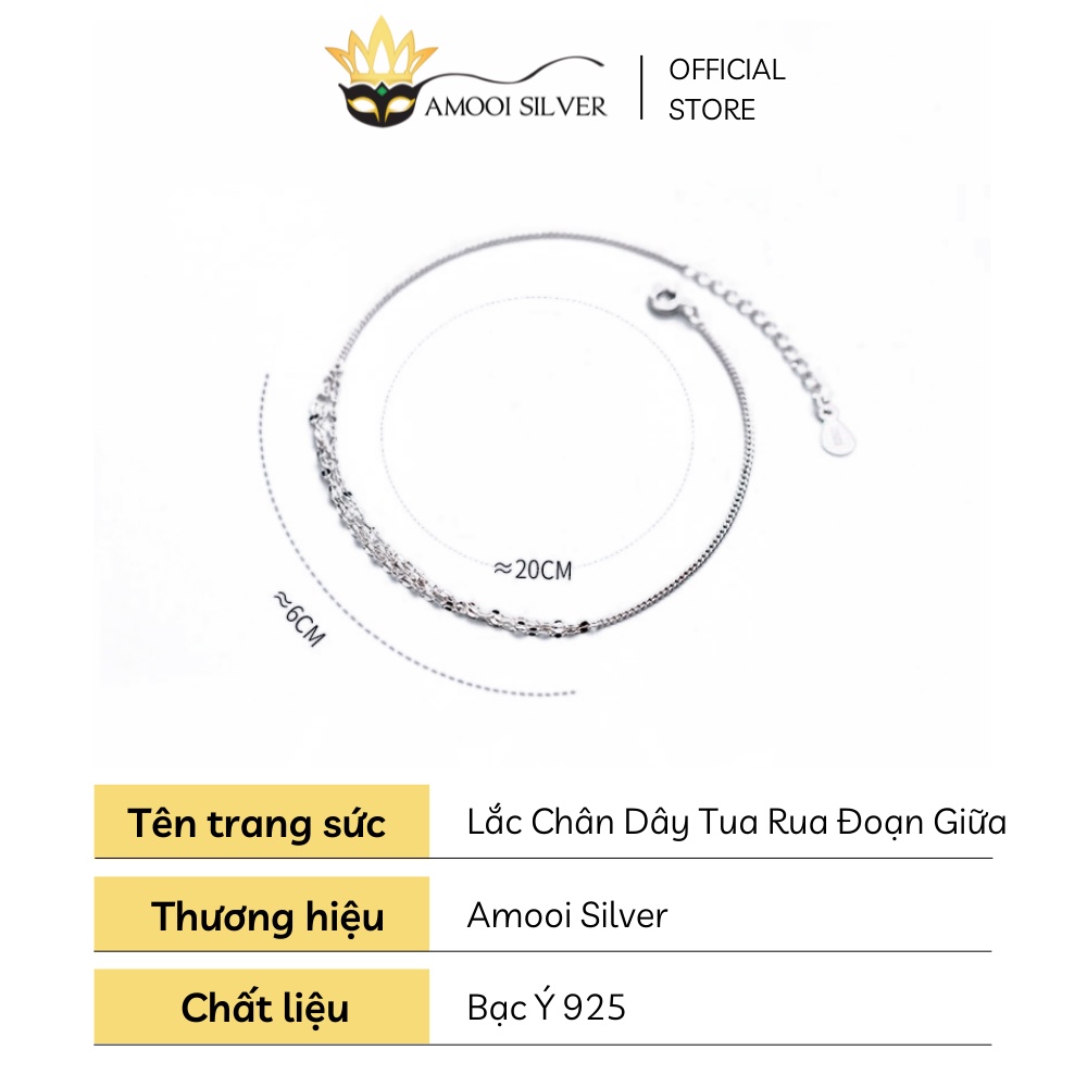 Lắc Chân Bạc S925 Dáng Tua Rua Đoạn Giữa - Amooi Silver AC40