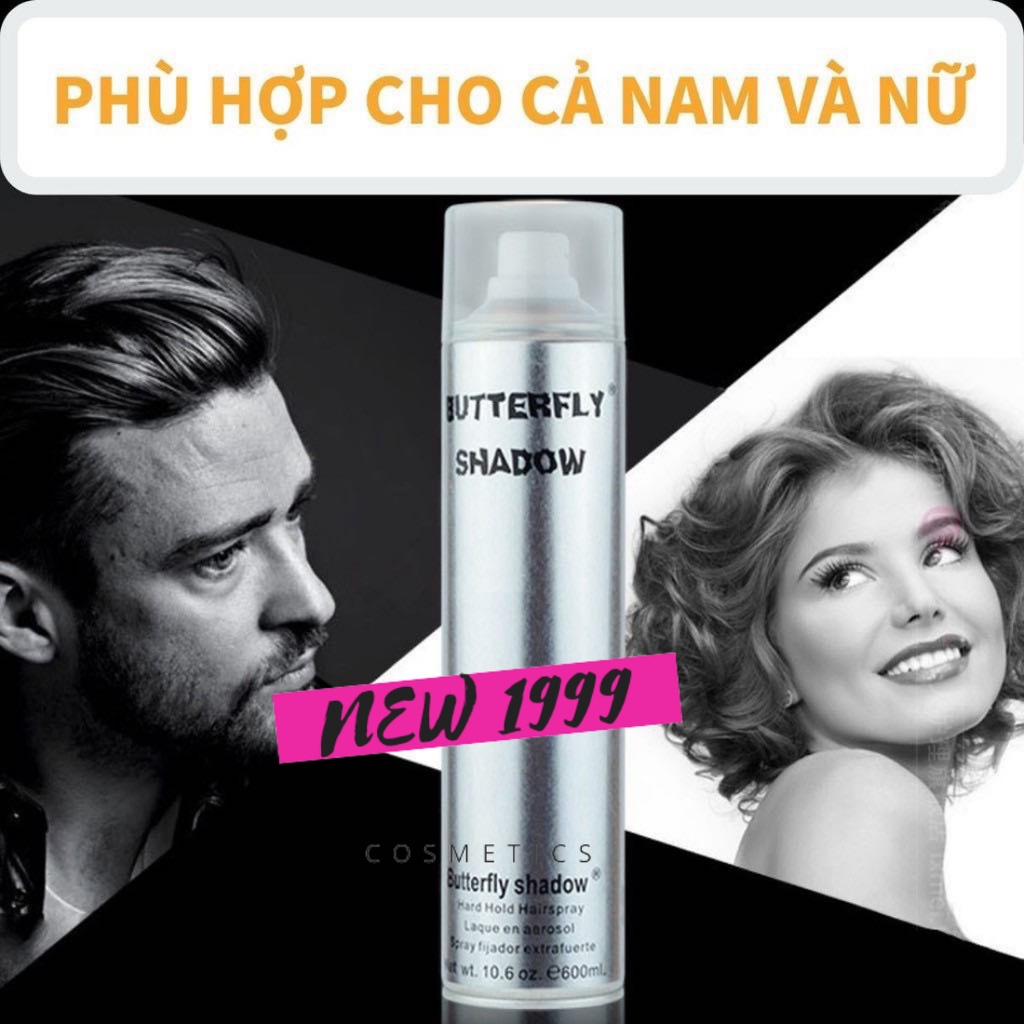 Gôm xịt tóc tạo kiểu giữ nếp nam nữ Butterfly Shadow new1999