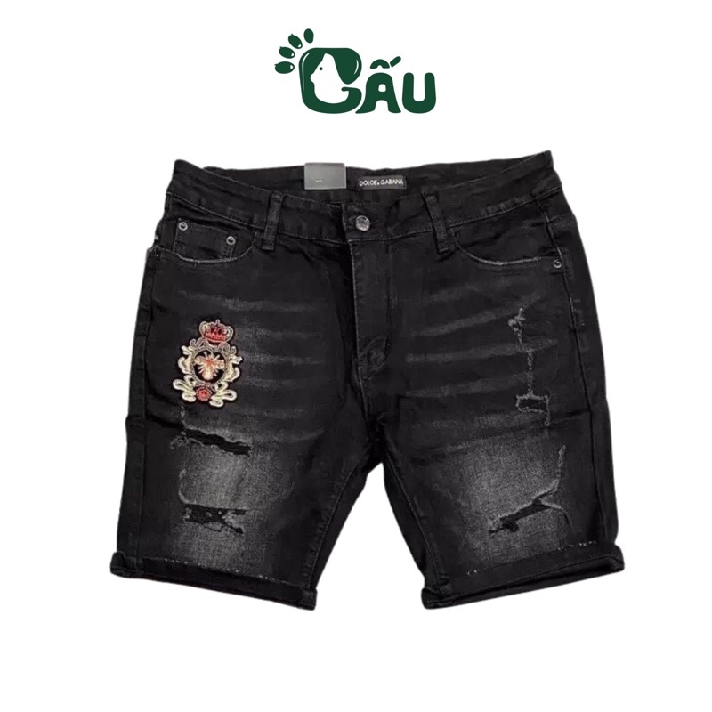 Quần short jean nam Gấu 194 vải jeans bò co dãn, mềm mịn form slimfit -3315
