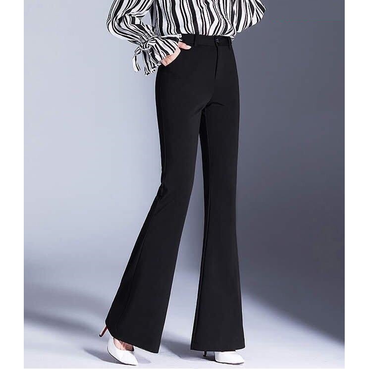 Quần Tây Nữ Lưng Cao ⚡FREESHIP⚡Giảm 45k Khi Mua Đơn Từ 500k - Quần dài thun lưng cao 2 túi ống loe QD259 | BigBuy360 - bigbuy360.vn