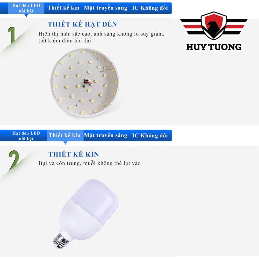 Bóng đèn Led Bulb FREESHIP Bóng led bulb trụ nhựa ánh sáng trắng (5W-10W-15W-20W-30W-40W-50W) cao cấp - Huy Tưởng