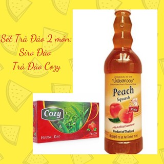 [Sét Trà Đào 2 Món  ]Siro Đào Thái Lan Pixie 730gr và Trà Túi Lọc Cozy 25 Gói