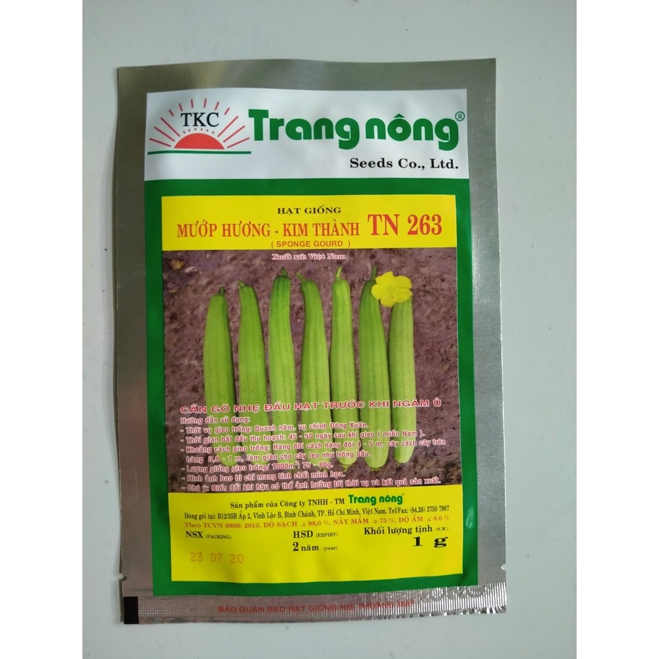 Gói 1gram Hạt Giống Mướp Hương Kim Thành Trang Nông TN 263