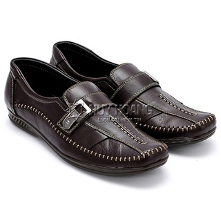 Giày mọi nam da bò màu nâu đen ph7114